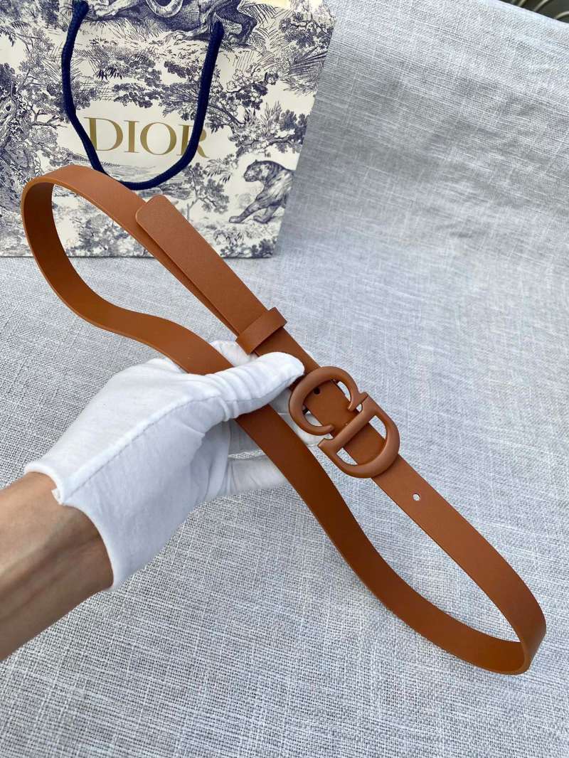 Dior CD Buckle Leather Belt - Cognac Brown view