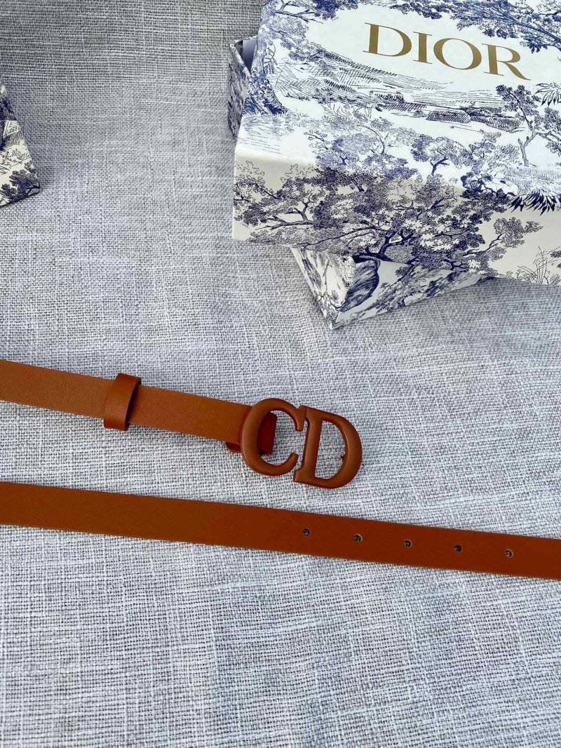 Dior CD Buckle Leather Belt - Cognac Brown view