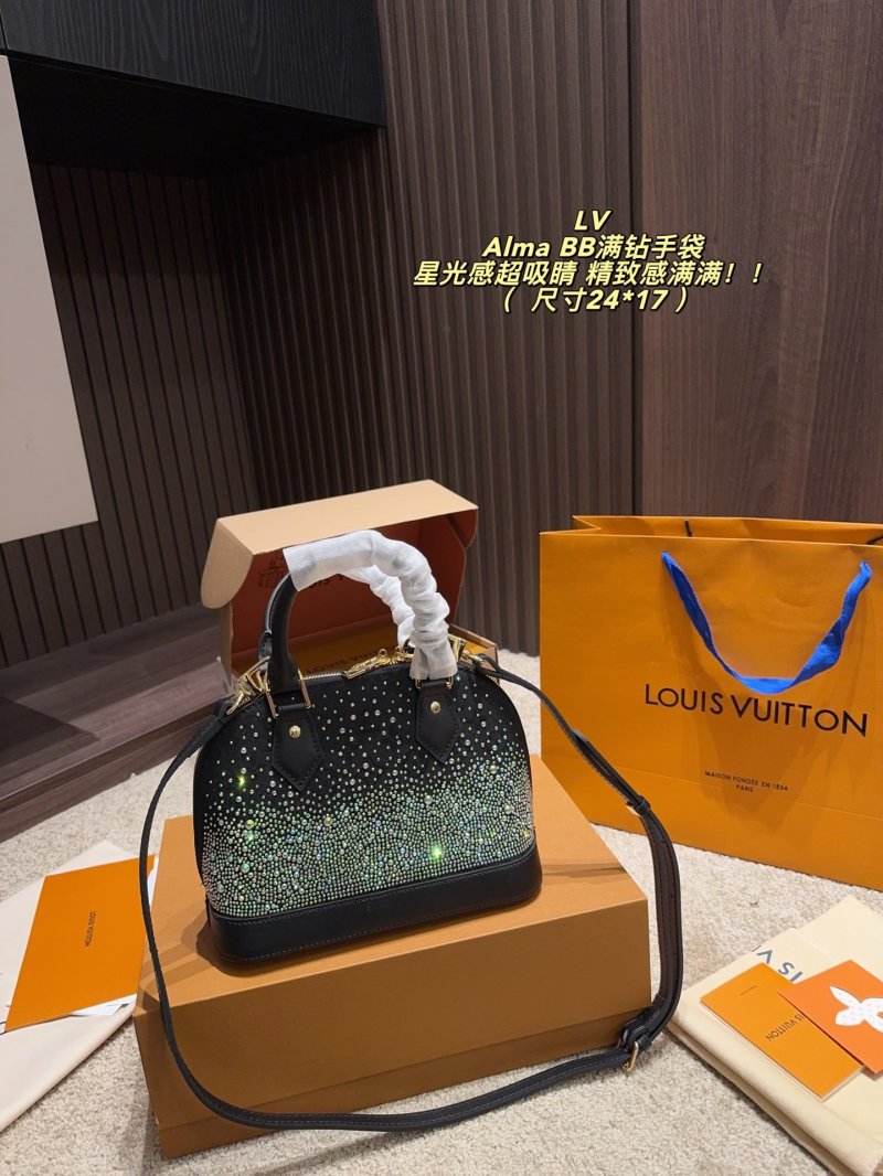 Louis Vuitton Alma BB Crystal-Studded Handbag Black