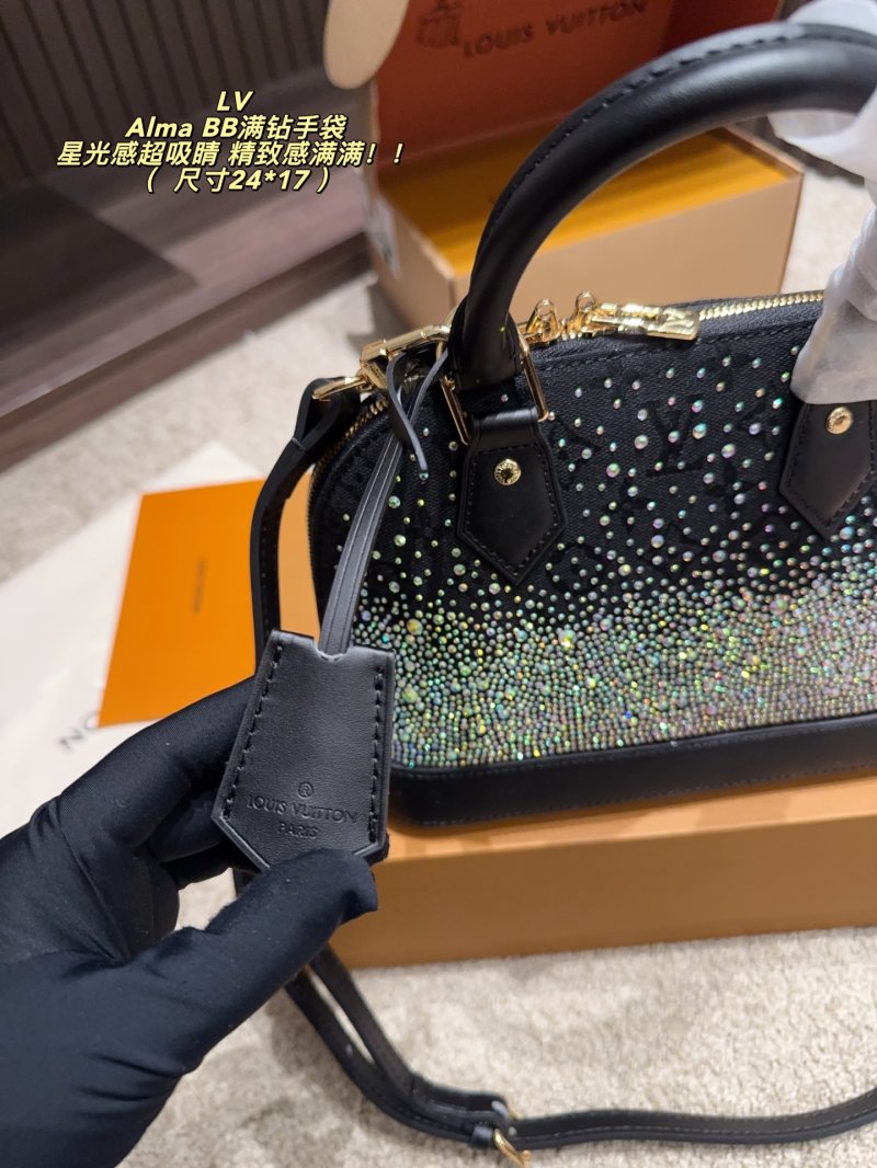 Louis Vuitton Alma BB Crystal-Studded Handbag Black view
