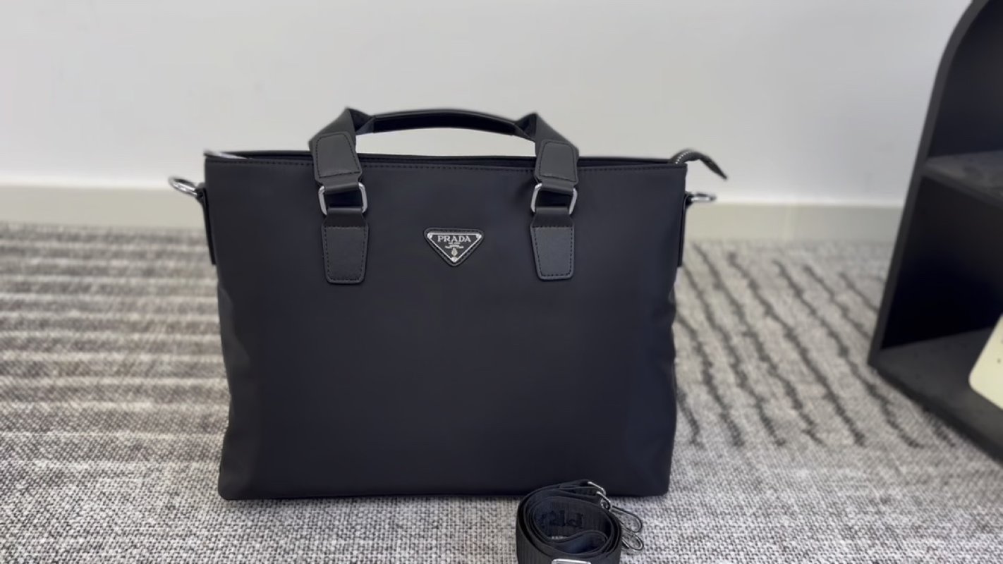 Prada Black Nylon Tote Bag with Shoulder Strap