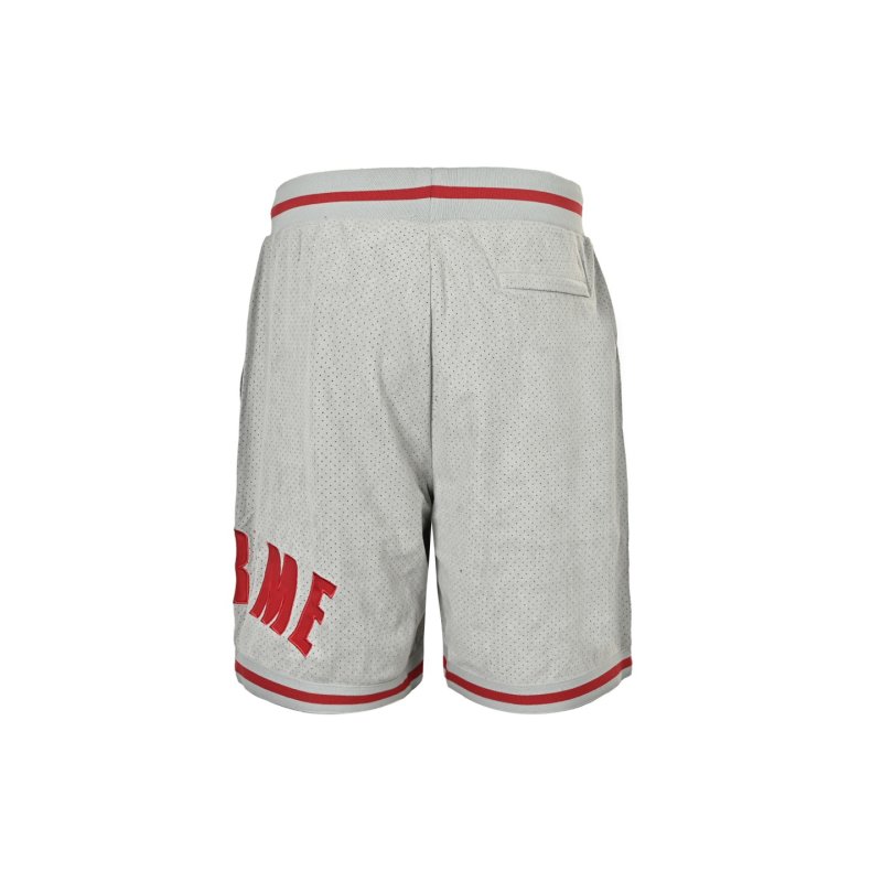 White Mesh Shorts with Red Athletic Stripes view
