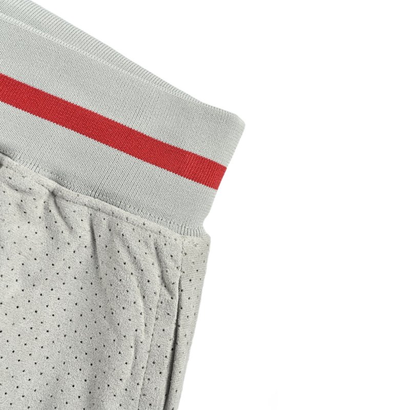 White Mesh Shorts with Red Athletic Stripes view