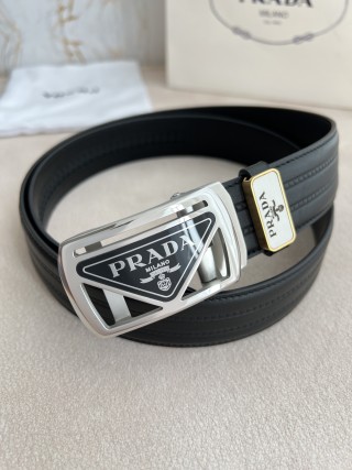 Prada Milano Automatic Buckle Leather Belt Black view 2