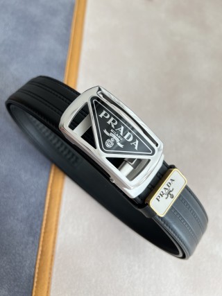 Prada Milano Automatic Buckle Leather Belt Black view 3