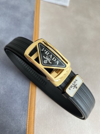 Prada Milano Automatic Buckle Leather Belt Black view 4