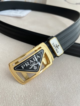 Prada Milano Automatic Buckle Leather Belt Black view 5