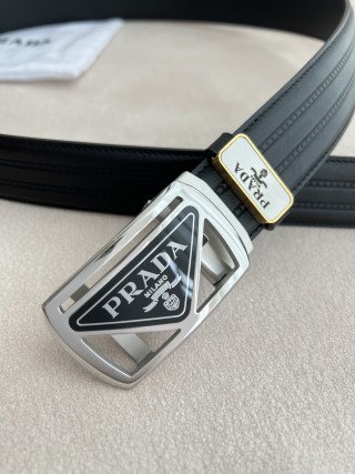 Prada Milano Automatic Buckle Leather Belt Black view 6