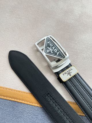 Prada Milano Automatic Buckle Leather Belt Black view 7