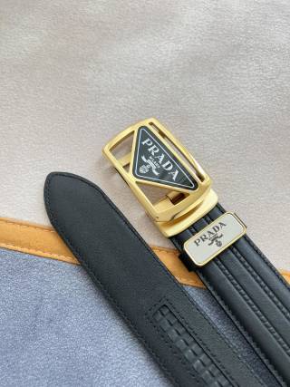 Prada Milano Automatic Buckle Leather Belt Black view 8