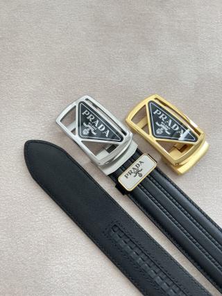 Prada Milano Automatic Buckle Leather Belt Black view 9