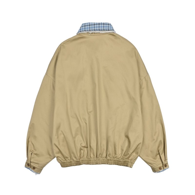 Beige Harrington Jacket with Navy Contrast Lining view