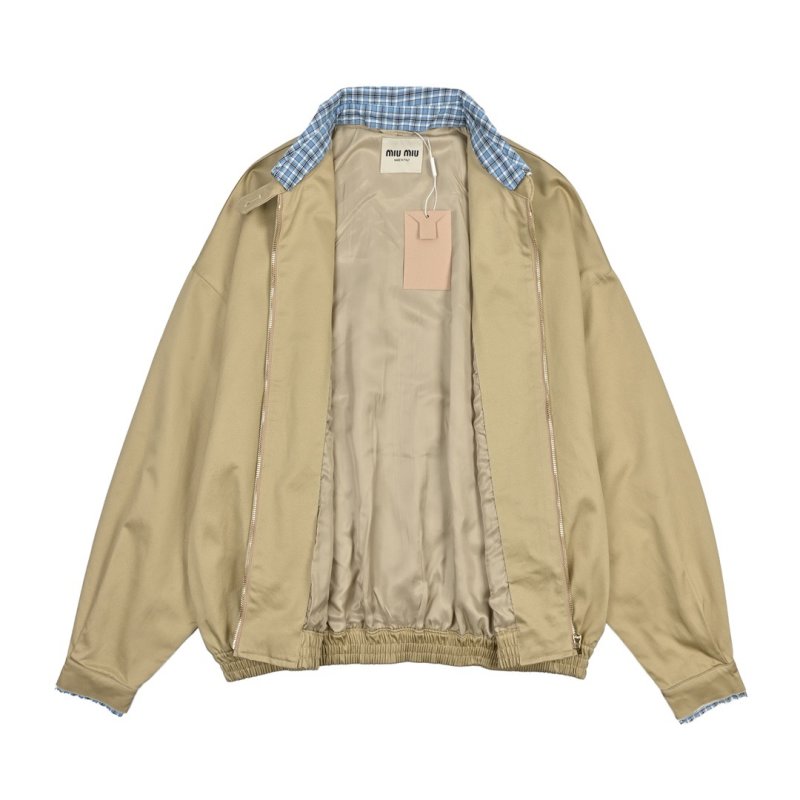Beige Harrington Jacket with Navy Contrast Lining view