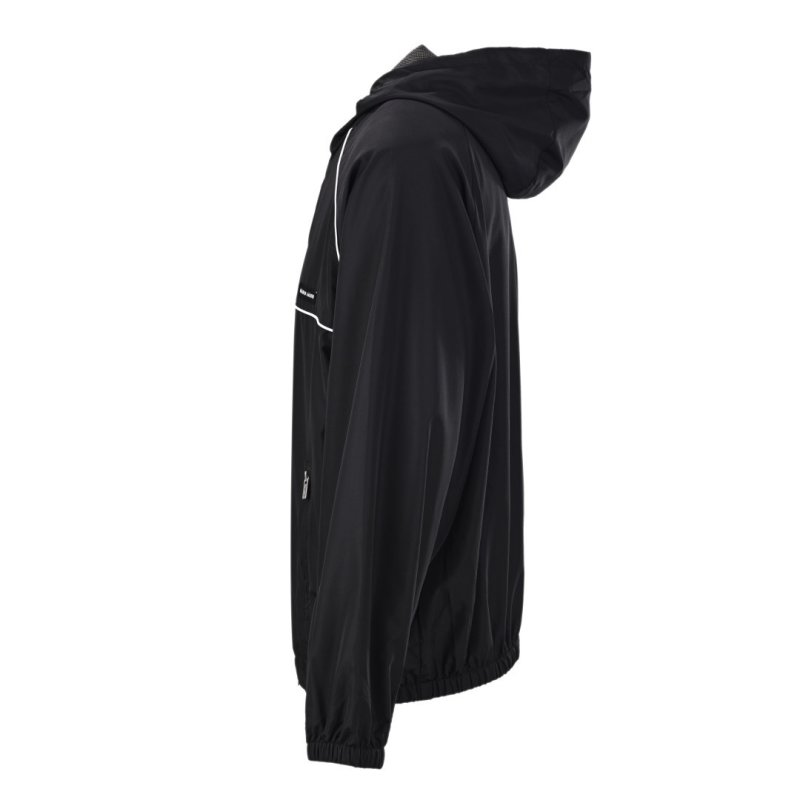 Black Nylon Windbreaker Jacket with Contrast Piping view