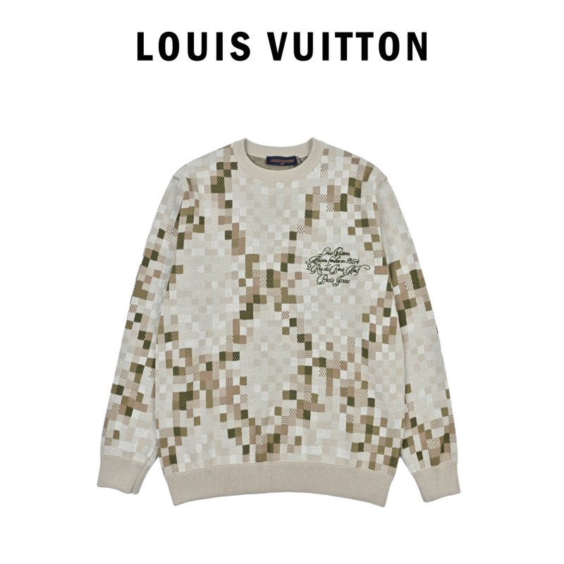 Cream Argyle Knit Sweater with Embroidered Logo view