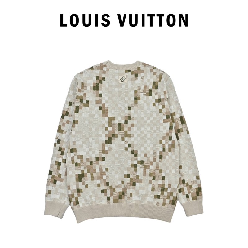 Cream Argyle Knit Sweater with Embroidered Logo view