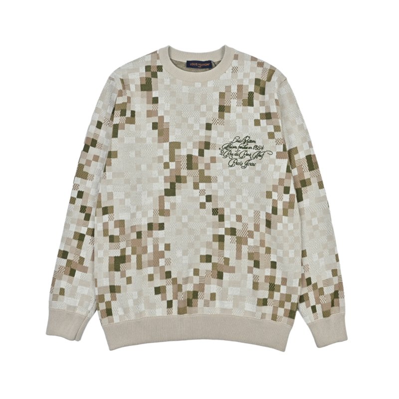 Cream Argyle Knit Sweater with Embroidered Logo view