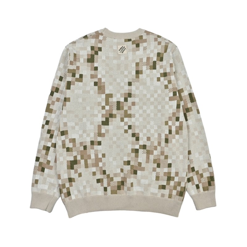 Cream Argyle Knit Sweater with Embroidered Logo view