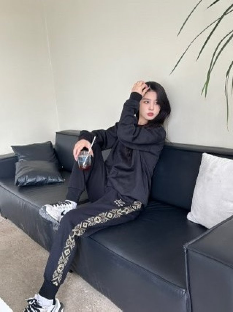 Black Cargo Pants with Chain Detail view