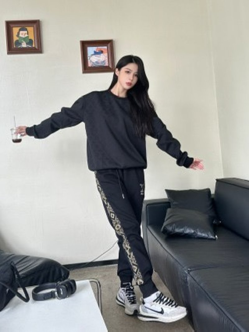 Black Cargo Pants with Chain Detail view