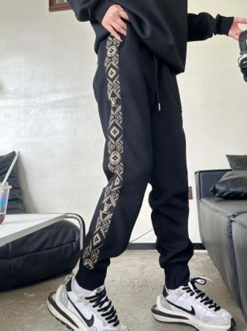 Black Cargo Pants with Chain Detail view