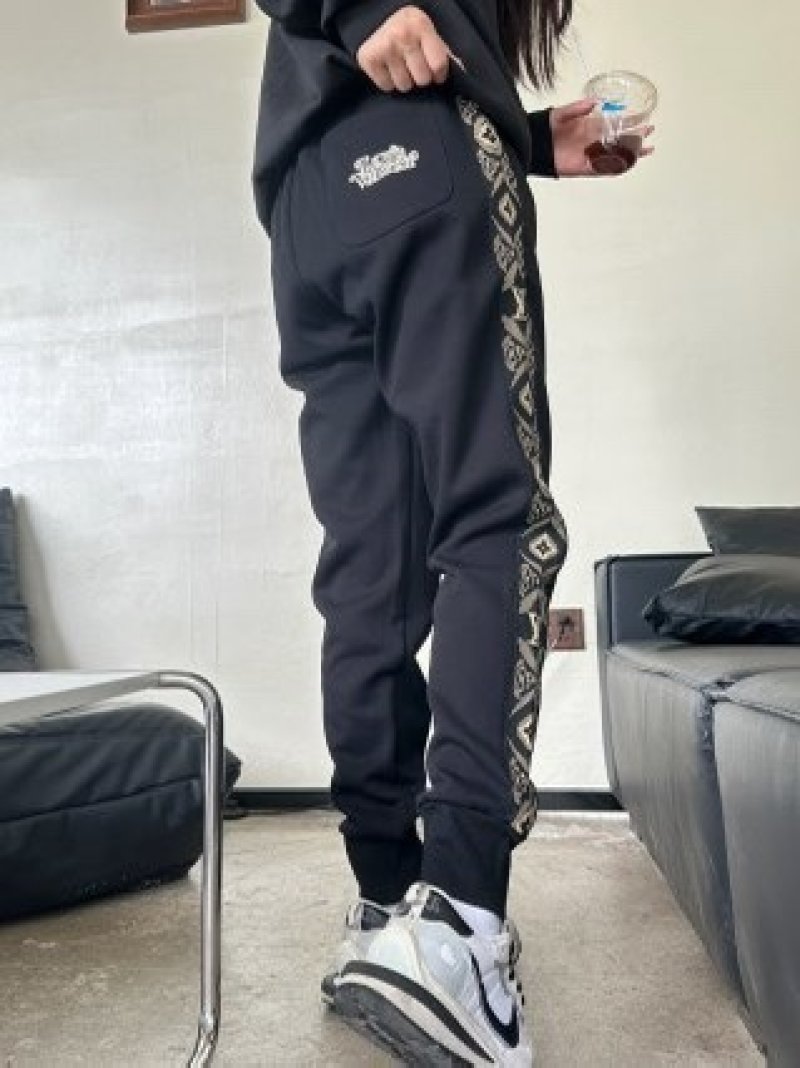 Black Cargo Pants with Chain Detail view