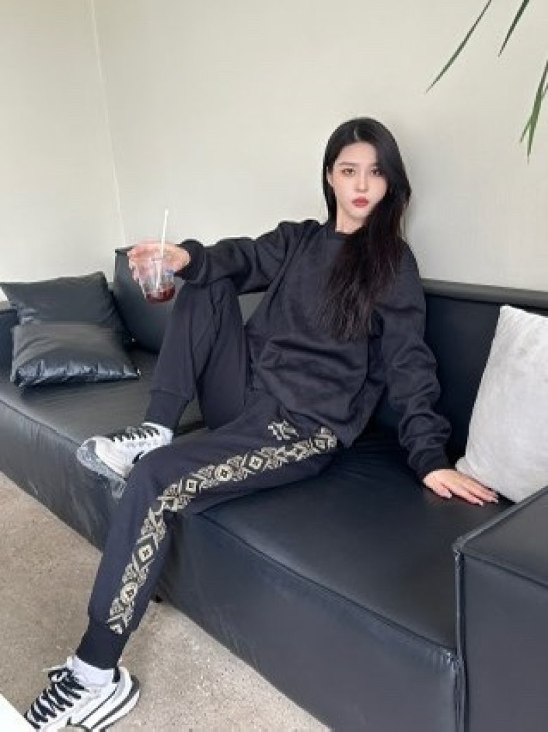 Black Cargo Pants with Chain Detail view
