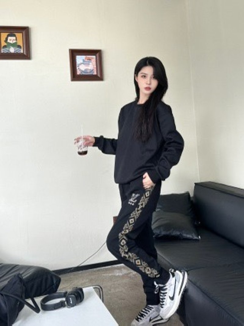 Black Cargo Pants with Chain Detail view