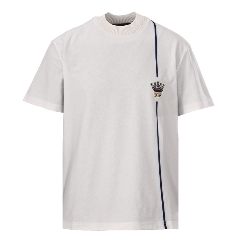 White Crown Logo T-Shirt with Navy Stripe view