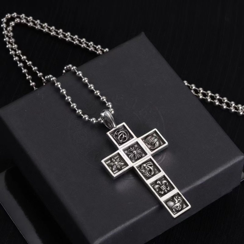 Chrome Hearts Multi-Element Cross Pendant Necklace Silver