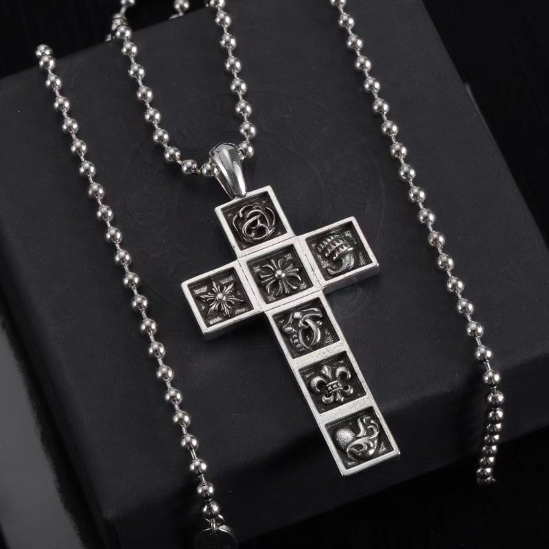 Chrome Hearts Multi-Element Cross Pendant Necklace Silver view