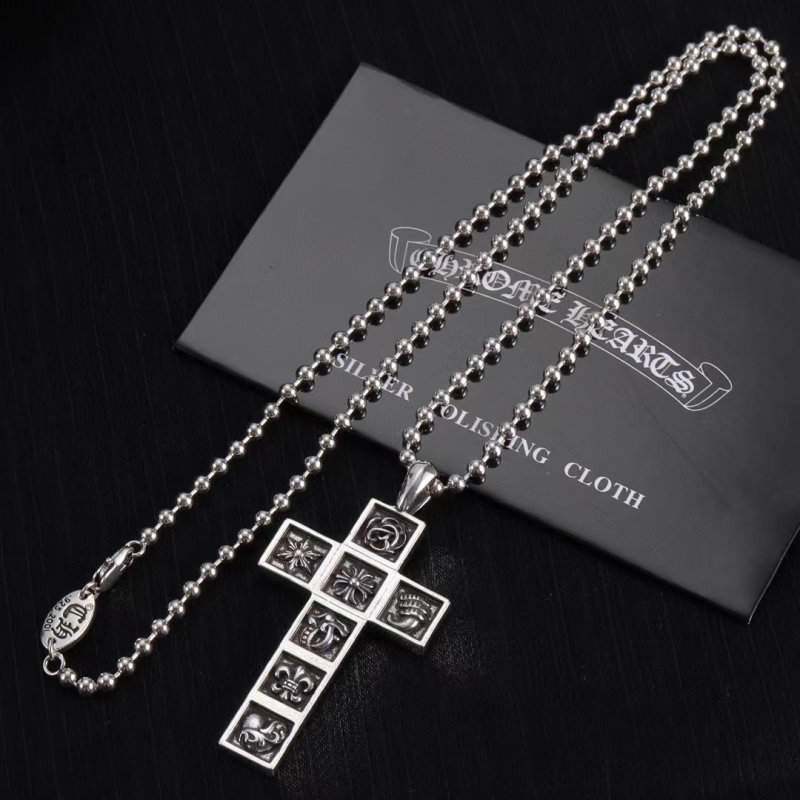 Chrome Hearts Multi-Element Cross Pendant Necklace Silver view