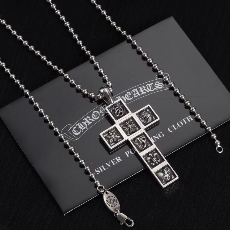 Chrome Hearts Multi-Element Cross Pendant Necklace Silver view