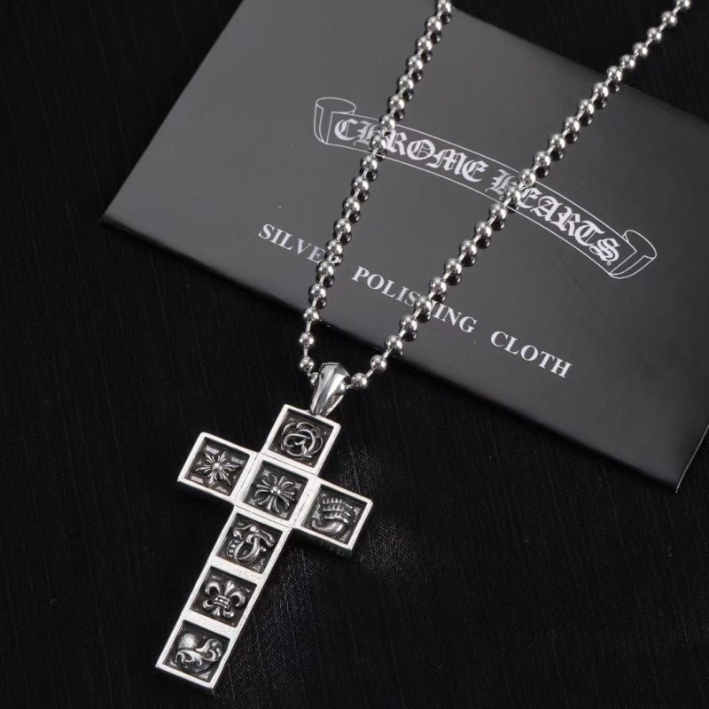 Chrome Hearts Multi-Element Cross Pendant Necklace Silver view