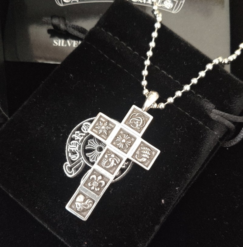 Chrome Hearts Multi-Element Cross Pendant Necklace Silver view