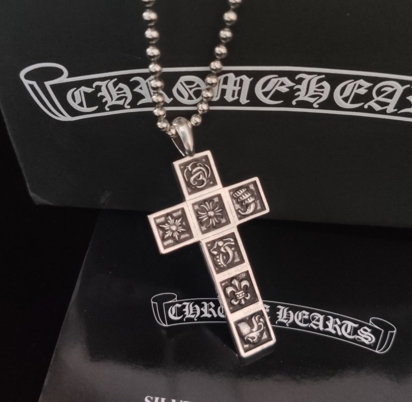 Chrome Hearts Multi-Element Cross Pendant Necklace Silver view