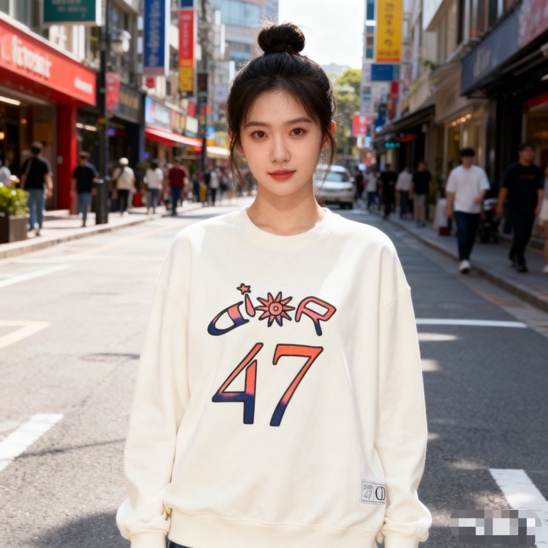 Cream Graphic Number 47 Sweatshirt