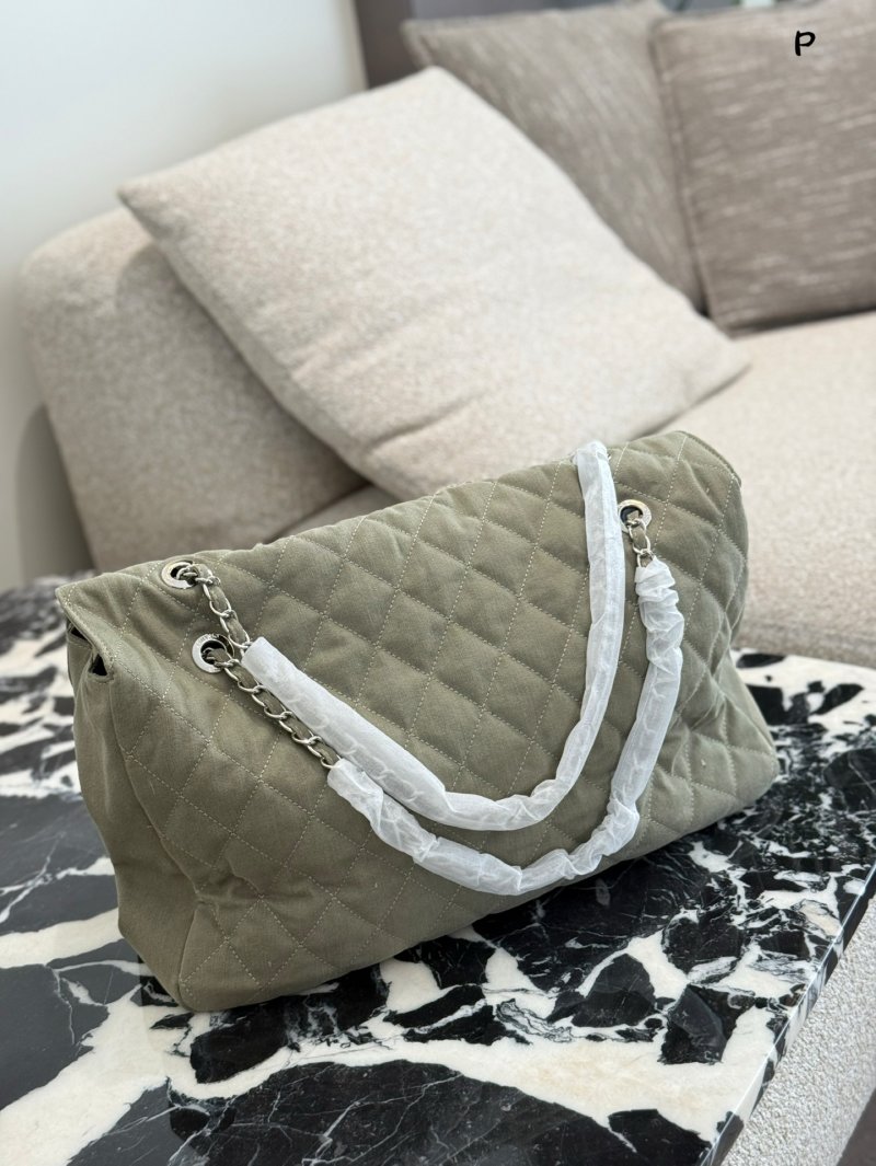 Chanel Quilted Denim Flap Bag Sage Green view