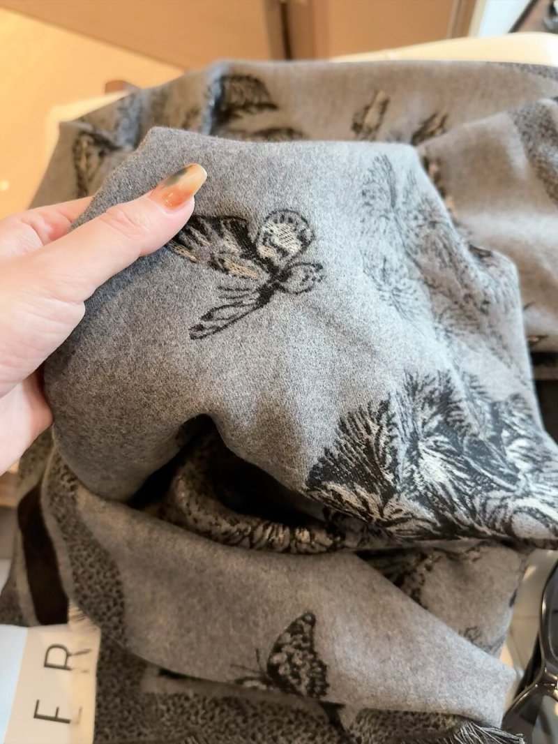 Dior Christian Wool Silk Blend Square Scarf Grey/Black view