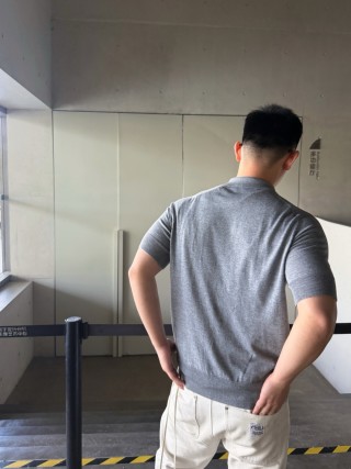 Ami Grey Knit Polo Shirt view 3