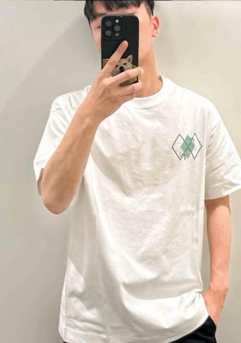 White Diamond Leaf Graphic Short Sleeve T-Shirt