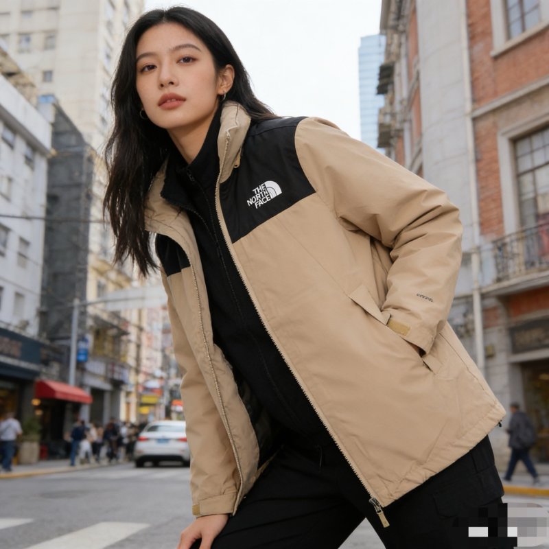 The North Face Beige & Black Windbreaker Jacket view