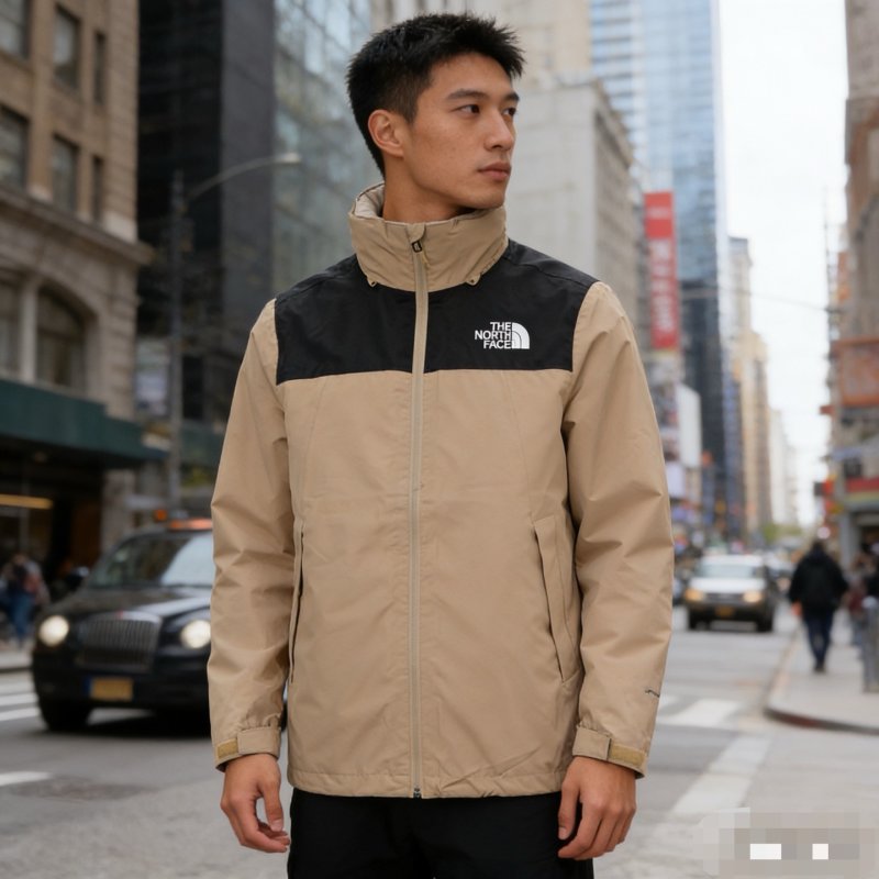 The North Face Beige & Black Windbreaker Jacket view