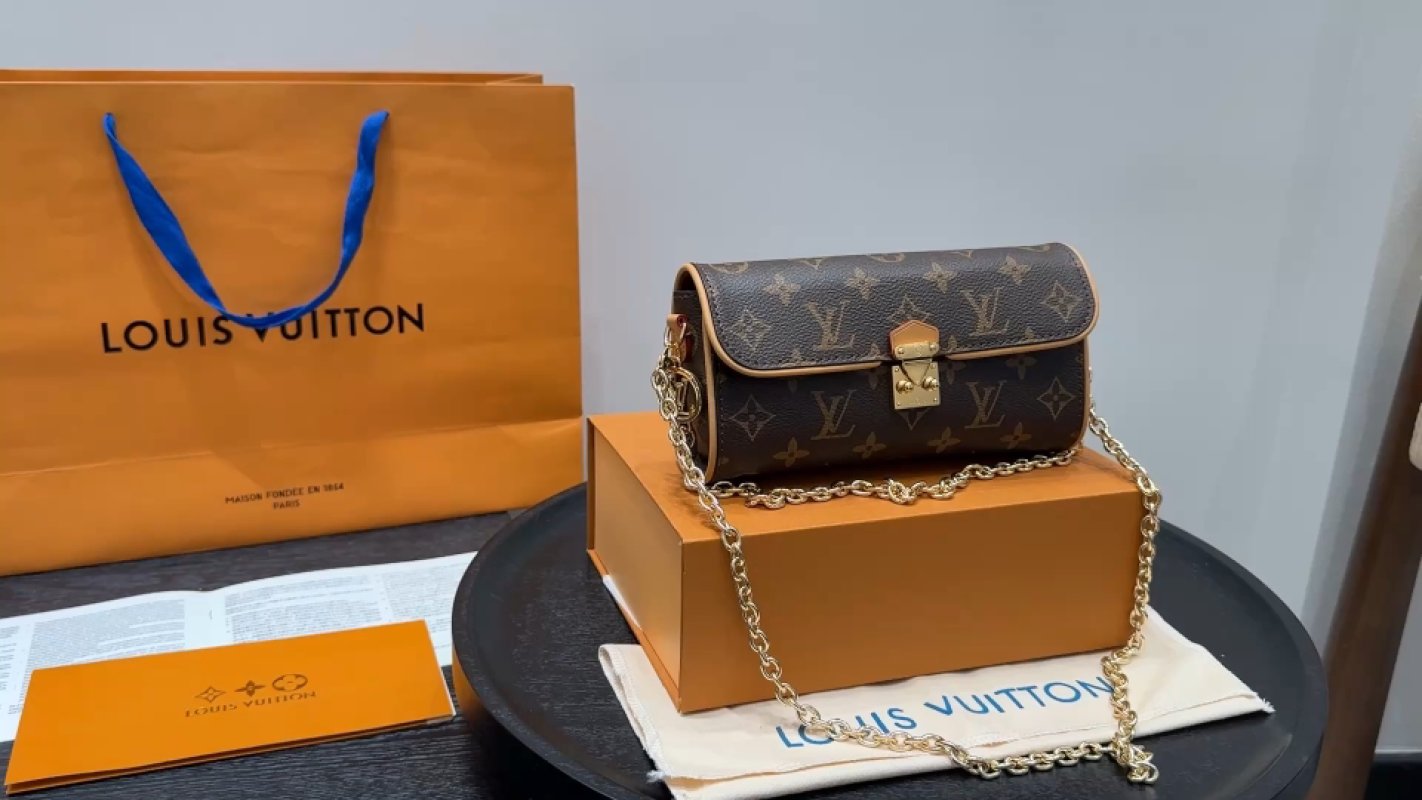 Louis Vuitton Monogram Leather Barrel Shoulder Bag Brown Gold