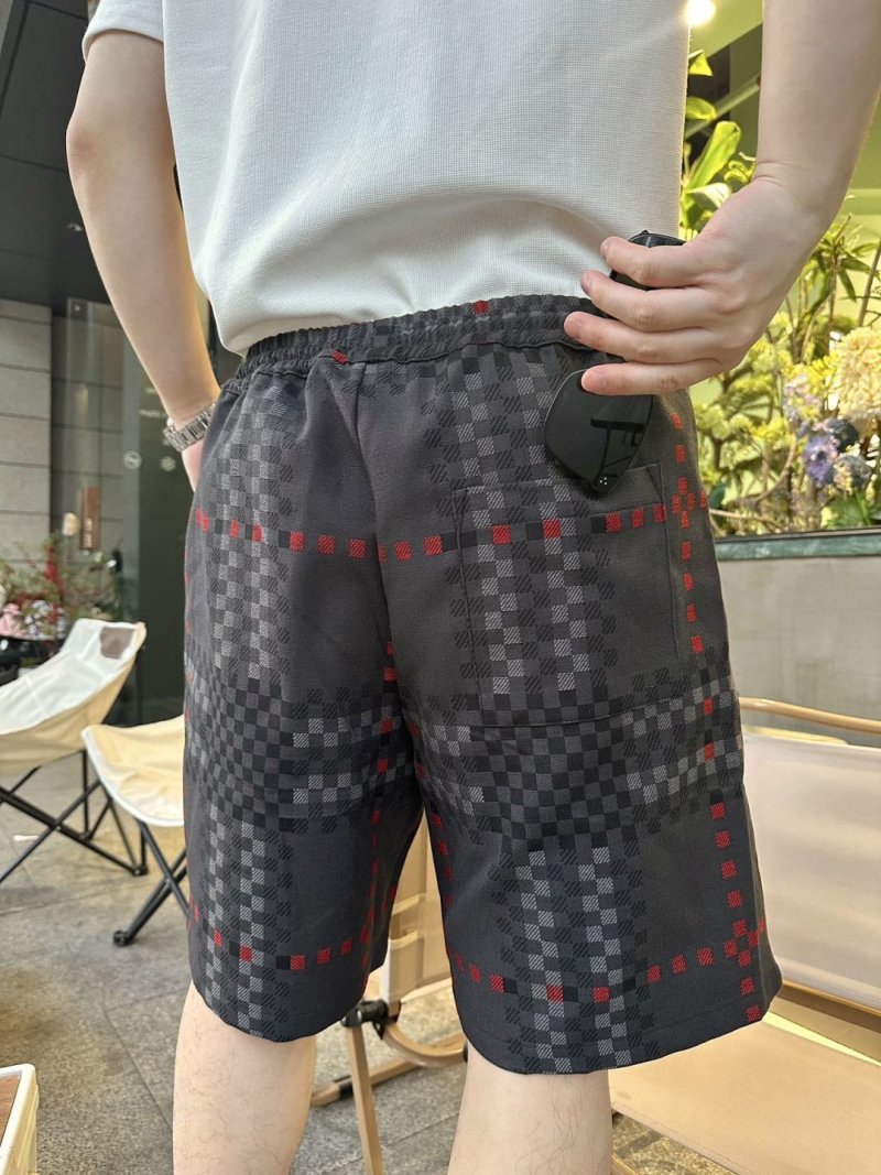 Burberry Monogram Check Shorts Black Red view
