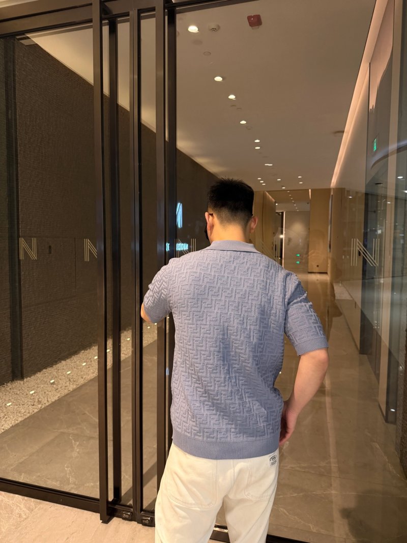 Fendi Monogram Knit Polo Shirt Lavender view