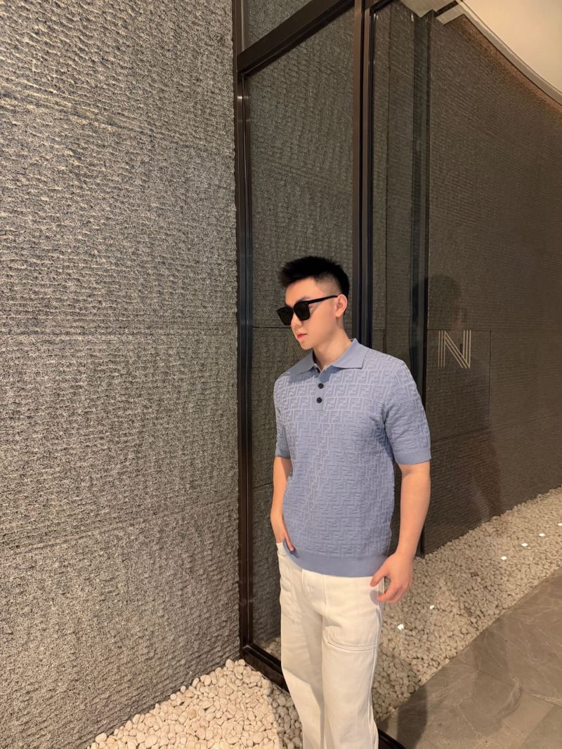 Fendi Monogram Knit Polo Shirt Lavender view