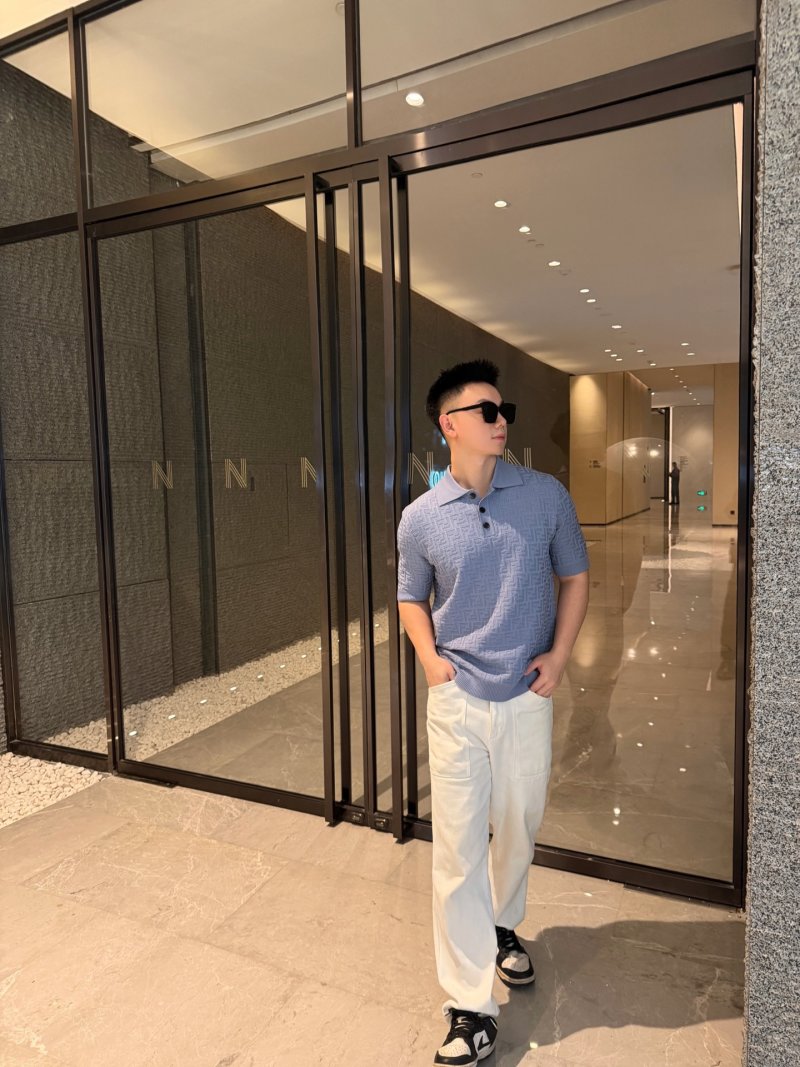 Fendi Monogram Knit Polo Shirt Lavender view