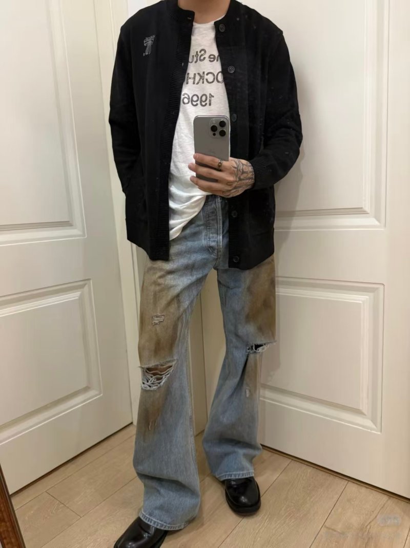 Black Knit Cardigan with Embroidered Logo view