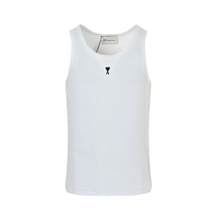 Essentials White Ribbed Tank Top with Black Logo view 9